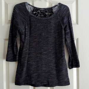 Express / Sz Sm / Black & White Sweater with Lace see thru back
